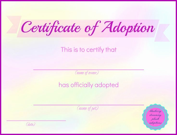 Dog Adoption Certificate Template Beautiful these Stuffed Animal Adoption Certificates are Available