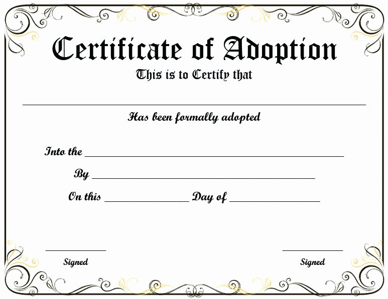 Dog Adoption Certificate Template Free New Free Printable Sample Certificate Of Adoption Template