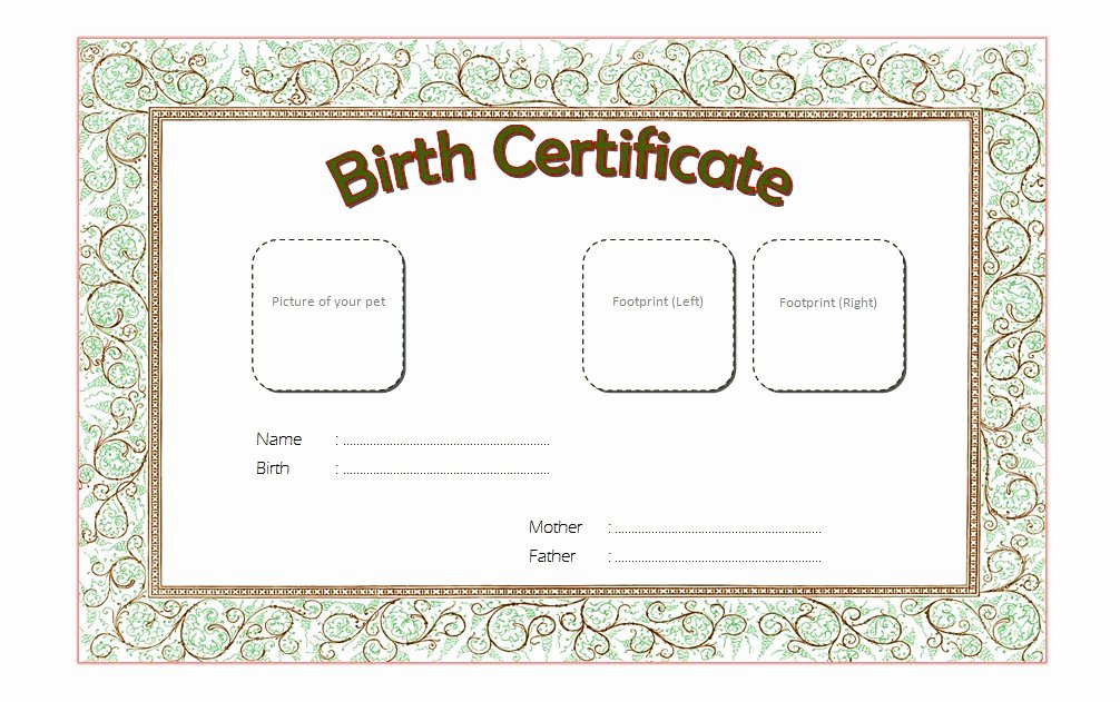 Dog Birth Certificate Template Free Luxury Kitten Birth Certificate Template [10 Cute Designs Free]