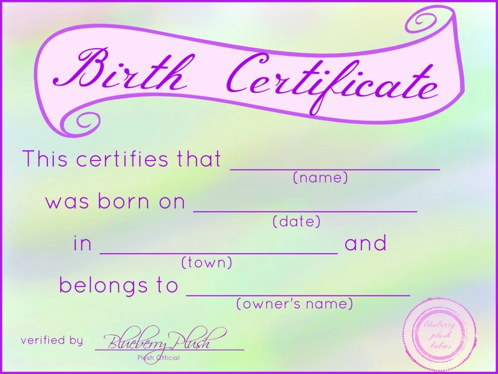 Dog Birth Certificate Template Luxury Free Printable Stuffed Animal Birth Certificates