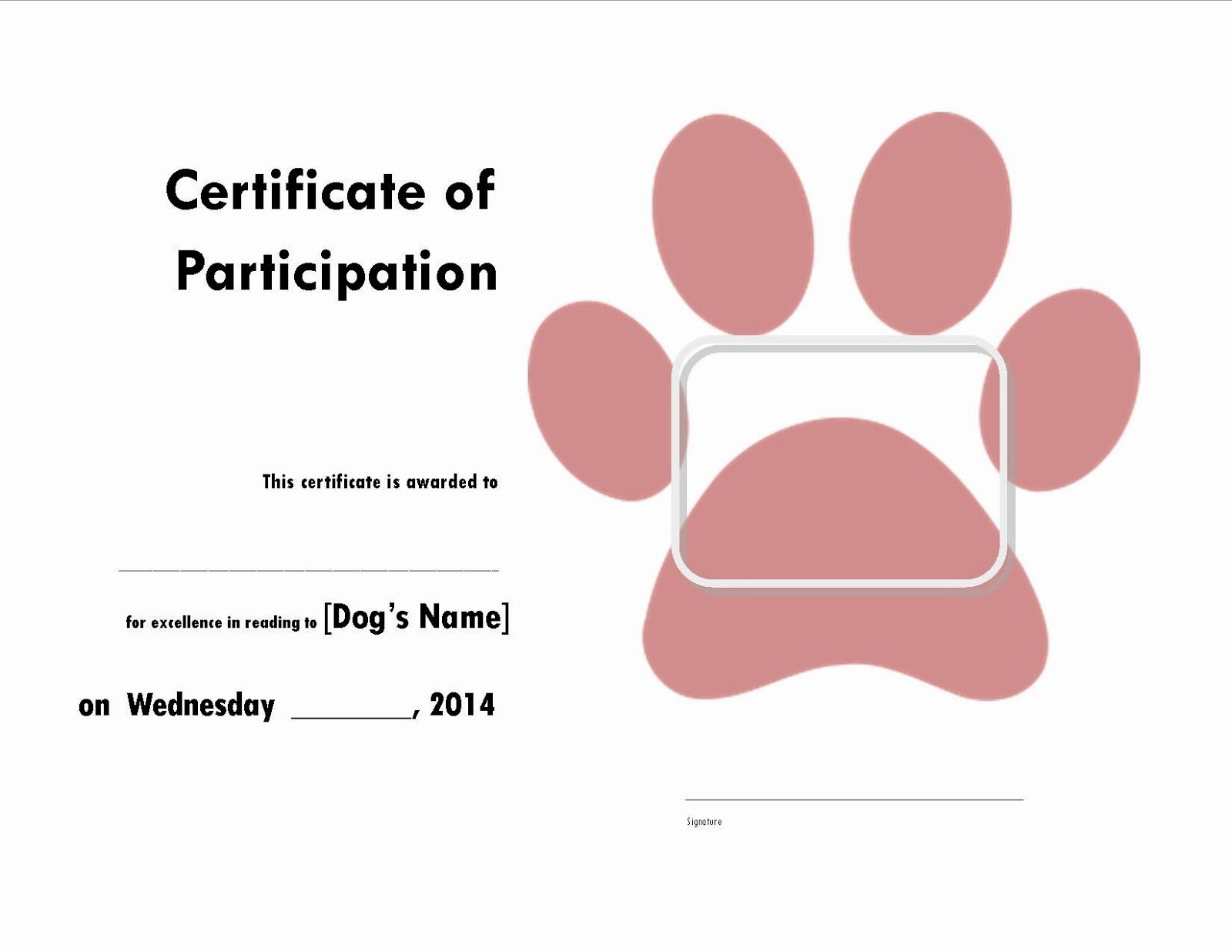 Dog Birth Certificate Templates Inspirational with Kiddos the Library Read to the Dogs Certificate