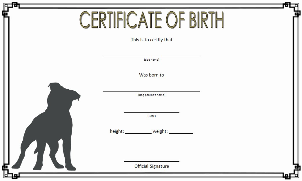 Dog Birth Certificate Templates Lovely Puppy Birth Certificate Template 10 Special Editions