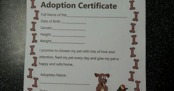 Dog Birth Certificates Printable Lovely Doggie Adoption Certificate for Dog themed Birthday Party