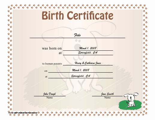 Dog Birth Certificates Templates Best Of A Dog Birth Certificate for A Puppy or Little Of Puppies