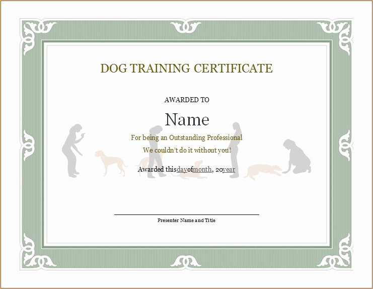 Dog Training Certificate Template Best Of Dog Training Certificate