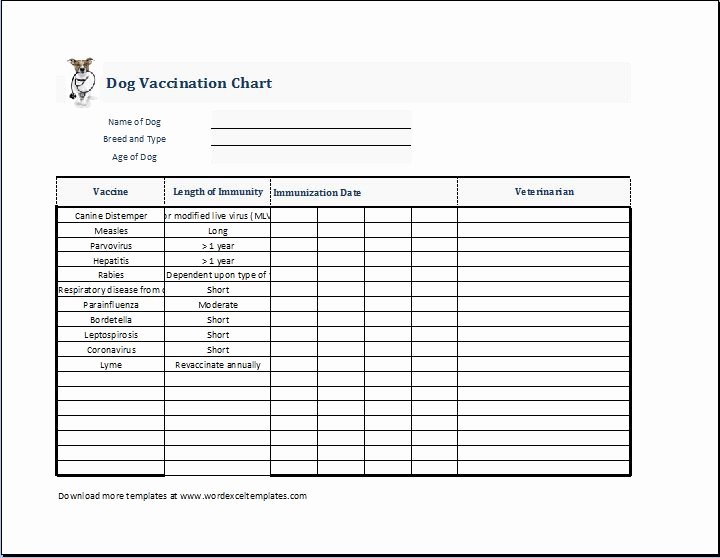 Dog Vaccination Certificate Template New Dog Puppy Vaccination Chart Template at