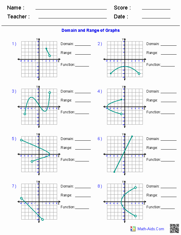 Domain and Range Graph Worksheet with Answers Lovely Algebra 1 Worksheets