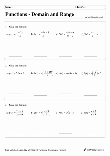 Domain and Range Of Graphs Worksheet Answers Awesome Functions Practice Questions solutions by Transfinite