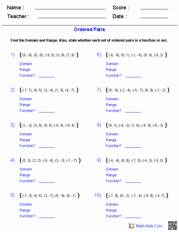 Domain and Range Of Graphs Worksheet Best Of Algebra 1 Worksheets