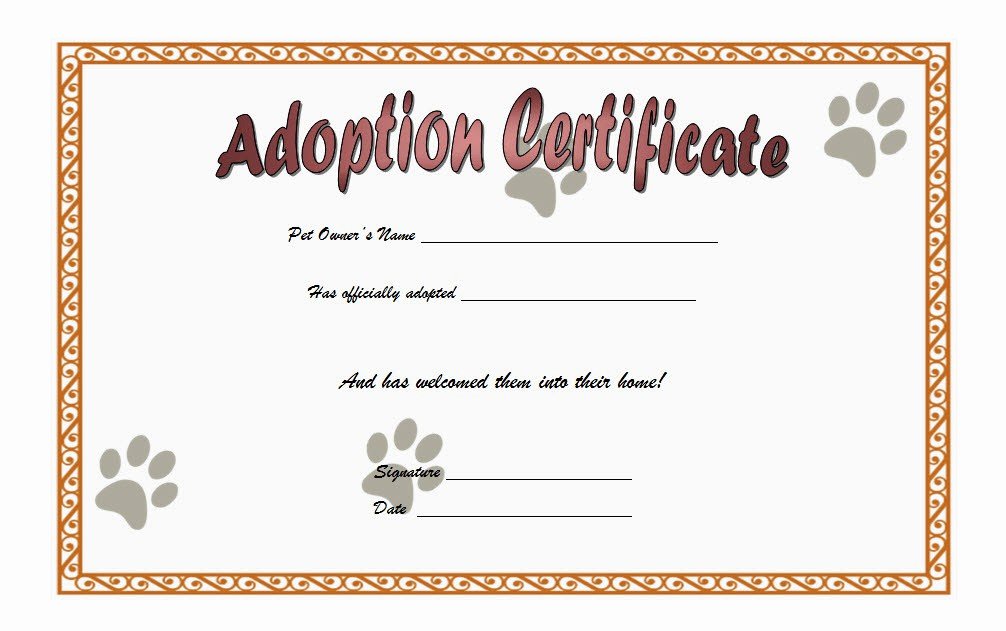 Editable Birth Certificate Template Awesome Cat Adoption Certificate Templates Free [9 Update Designs