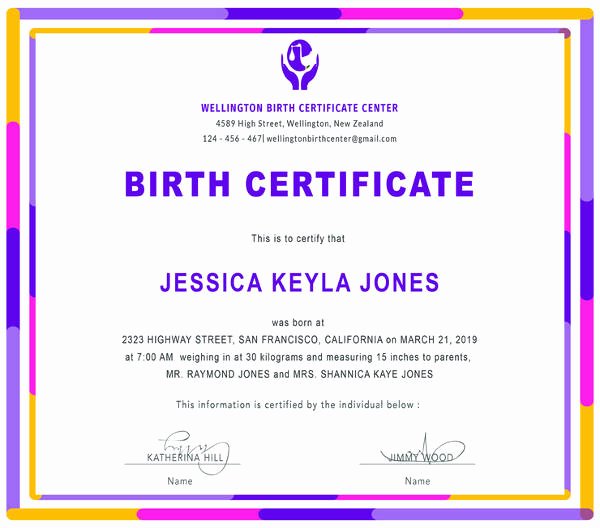 Editable Birth Certificate Template Awesome Certificate Of Birth Template Editable Pdf Docs