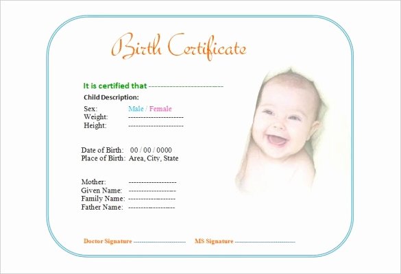 Editable Birth Certificate Template Inspirational Birth Certificate Template 38 Word Pdf Psd Ai