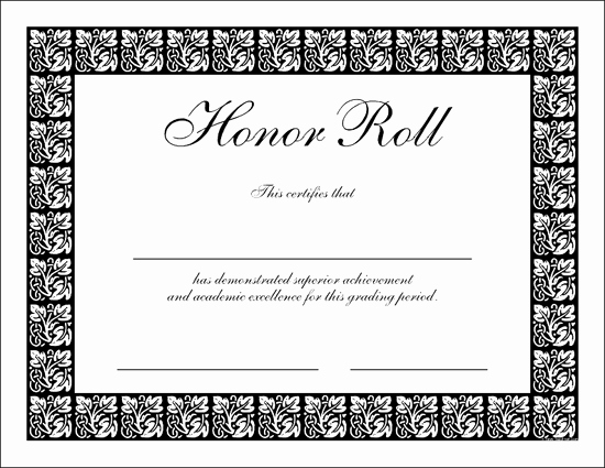 Editable Honor Roll Certificate Inspirational Certificate Template