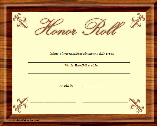 Editable Honor Roll Certificate New An Honor Roll Certificate with the Appearance Of Wood