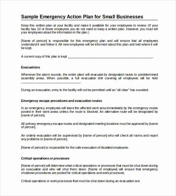 Emergency Action Plan Template Elegant Sample Emergency Action Plan 11 Free Documents In Word Pdf