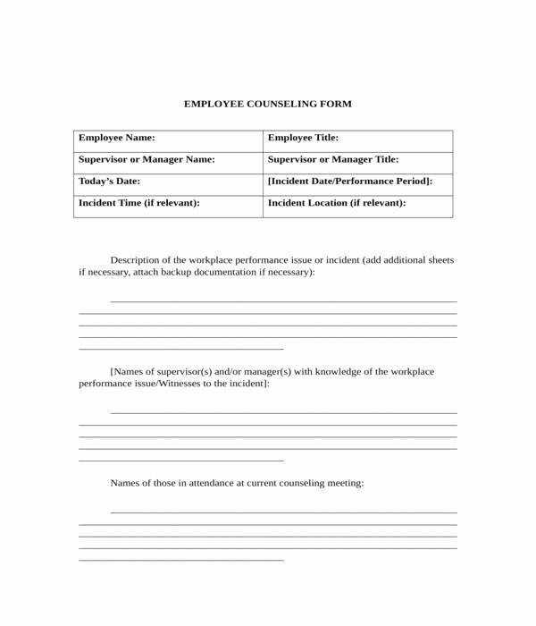 Employee Counseling form Elegant Free 8 Employee Counseling forms In Pdf
