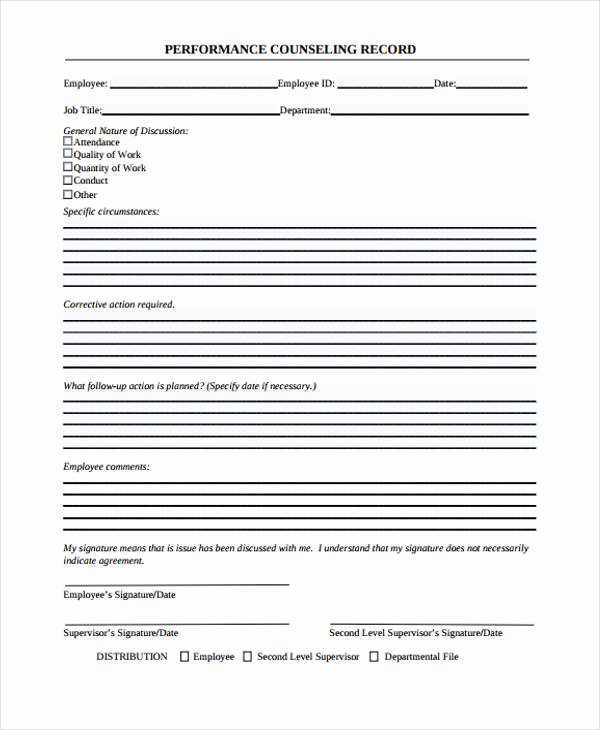 Employee Counseling form Sample Beautiful Free 47 Counseling form Examples