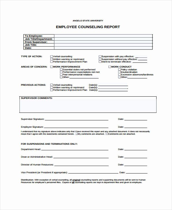 Employee Counseling form Sample New Free 36 Example Of Statement forms