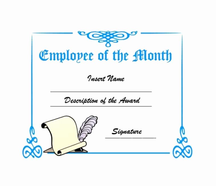 Employee Of the Month Certificate Free Template Awesome 30 Printable Employee Of the Month Certificates