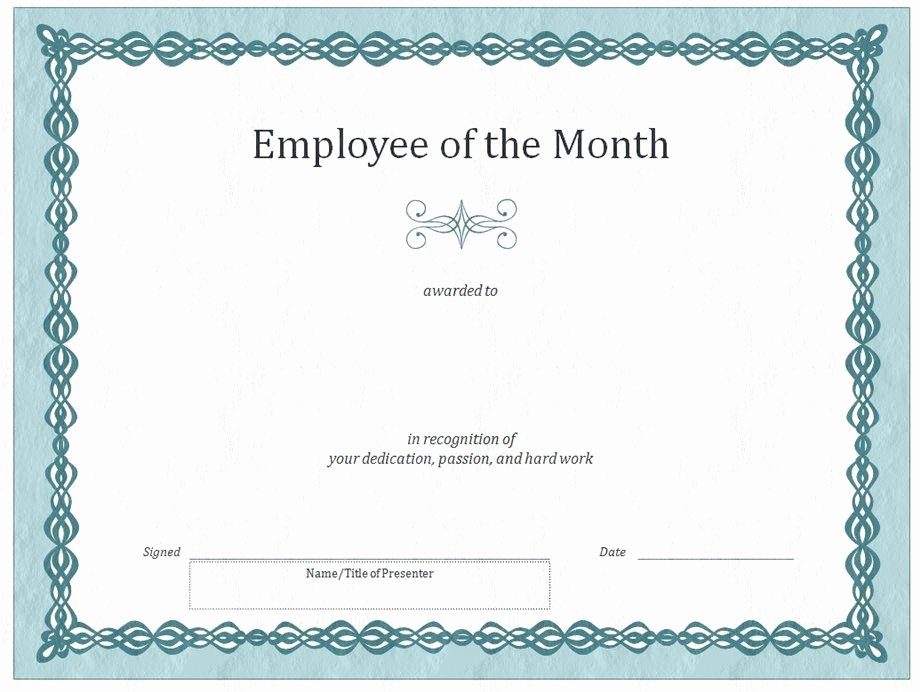 Employee Of the Month Certificate Free Template Fresh Employee Of the Month Certificate Template