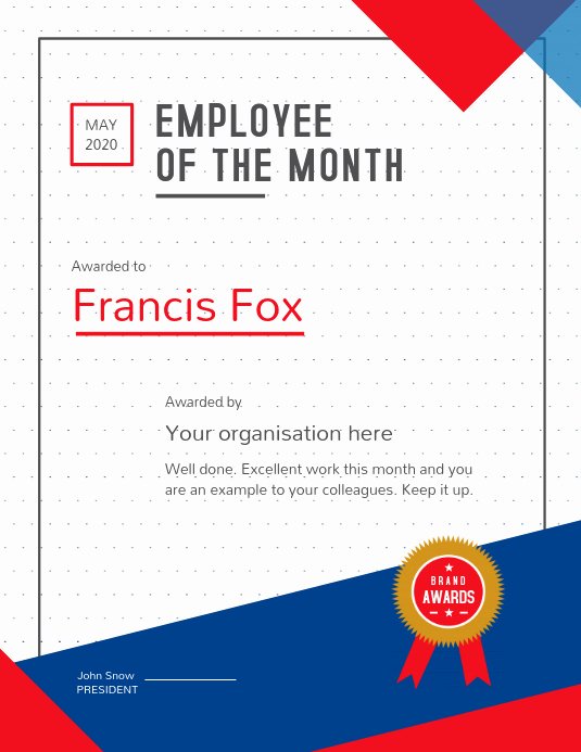 Employee Of the Month Certificate Template with Photo Elegant Employee Of the Month Portrait Certificate Template