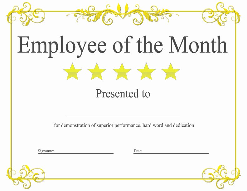Employee Of the Month form Template Fresh 37 Awesome Award and Certificate Design Templates for