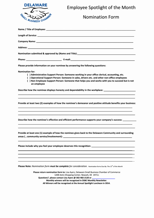 Employee Of the Month form Template Luxury top 15 Employee the Month Nomination form Templates