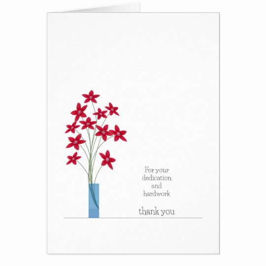 Employee Recognition Cards Template Awesome Employee Appreciation Thank You Card Red Flowers