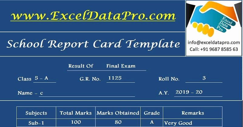 Employee Report Card Template Awesome Download School Report Card and Mark Sheet Excel Template