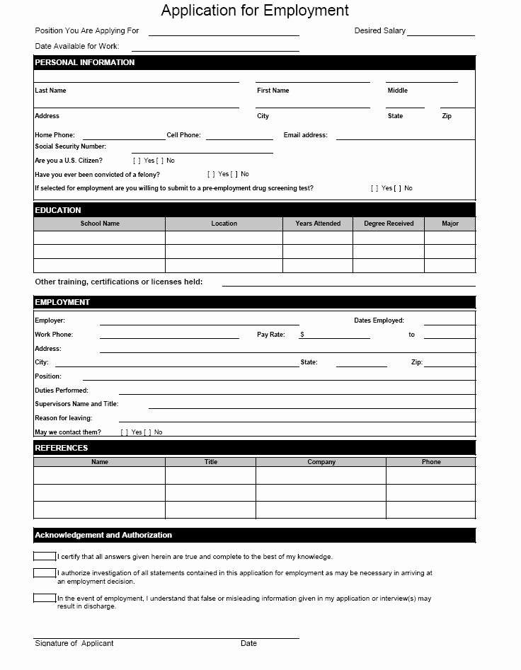 Employer Application Template Awesome Job Application Template
