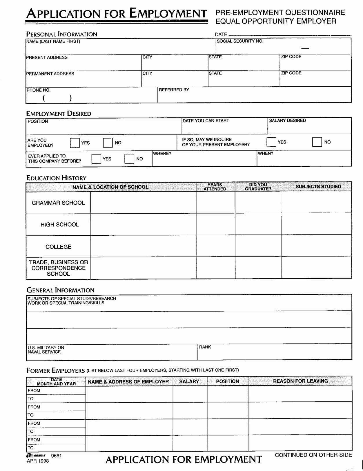 Employer Application Template Best Of Application for Employment Pdf Employment Pany
