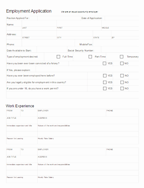 Employer Application Template Fresh Employment Application form software Try It Free