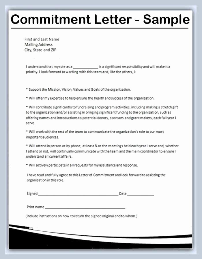 Employment Commitment Letter Inspirational 50 Last Mitment Agreement Template Zo V