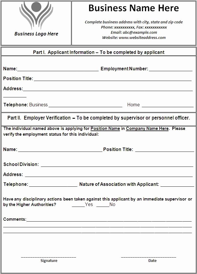 Employment Verification form Texas Unique Free Employment Verification forms
