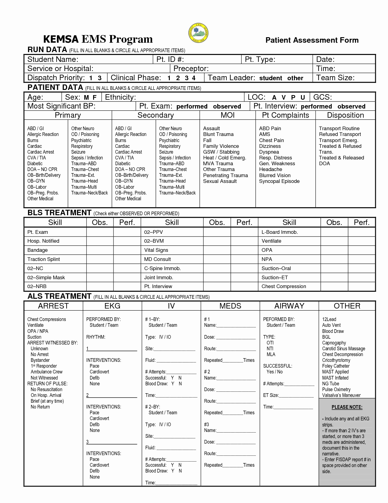 √ 20 Ems Patient Care Report forms ™ Dannybarrantes Template