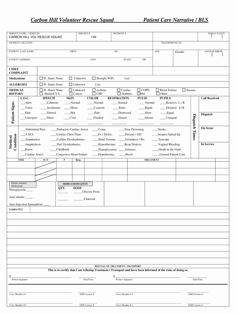 Ems Patient Care Report Template Elegant Patient Care Report Template Doc Fill Line Printable
