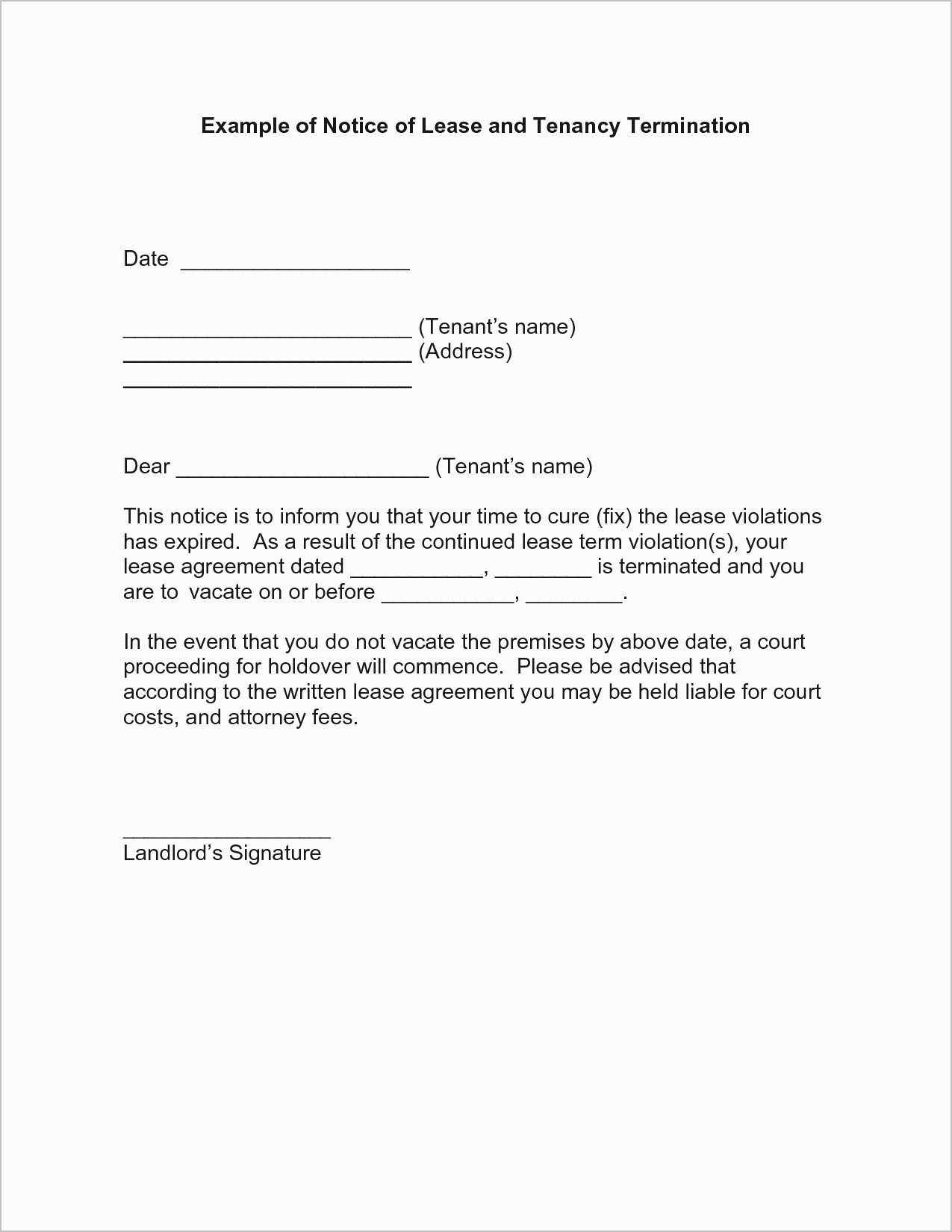 End Of Lease Letter to Tenant Luxury Lease Mencement Letter Template Samples