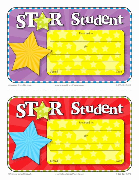 End Of Year Certificates for Students Templates Inspirational Star Student Printable Certificates Free National