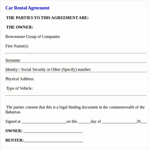 Enterprise Rental Agreement Beautiful Car Rental Agreement Templates 12 Free Documents In Pdf