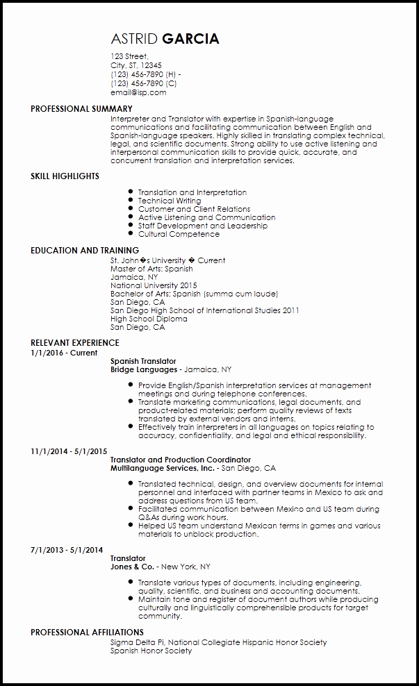 Entry Level It Resume with No Experience Unique Free Entry Level Resume Translator Templates