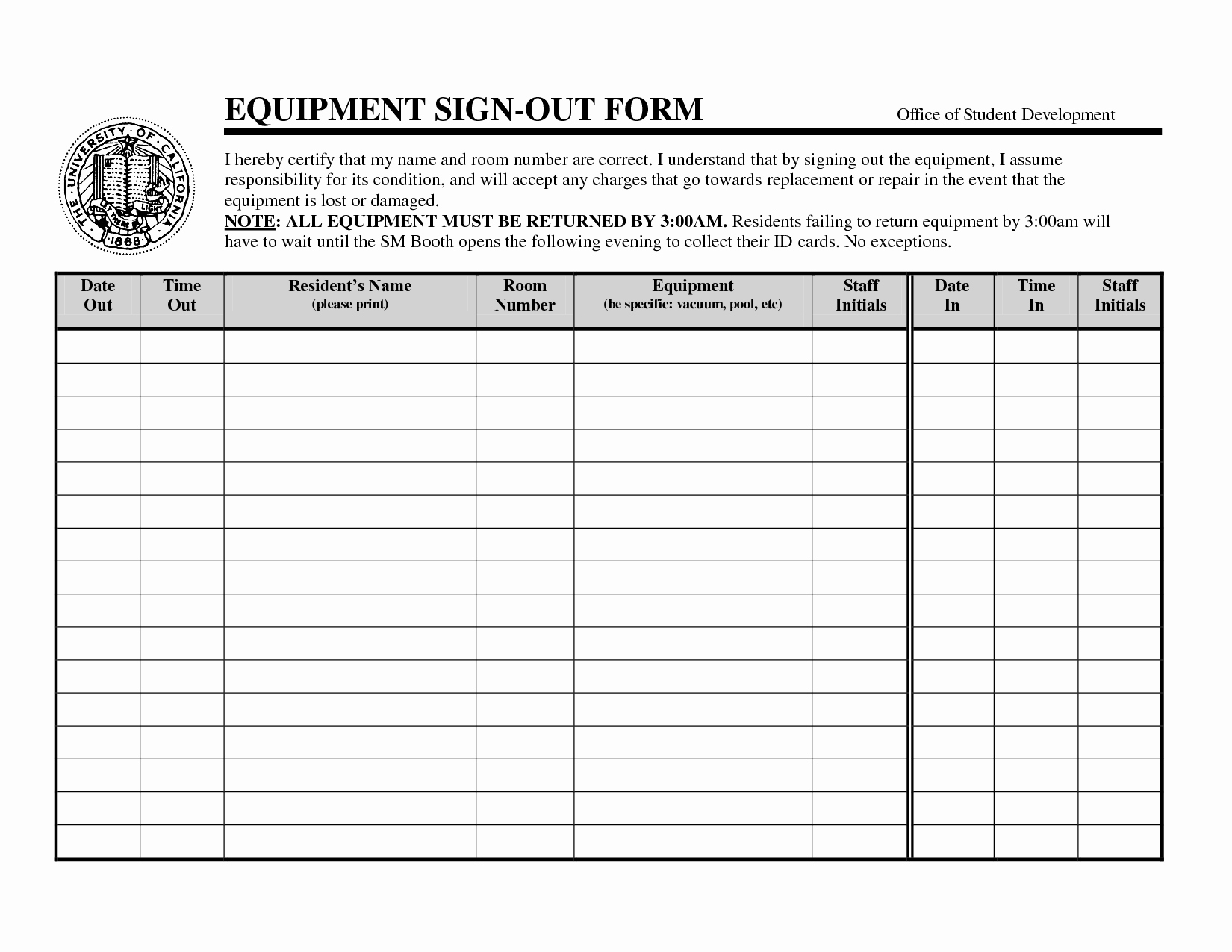 Equipment Checkout Log Awesome Best S Of tool Sign Out Template Equipment Sign Out
