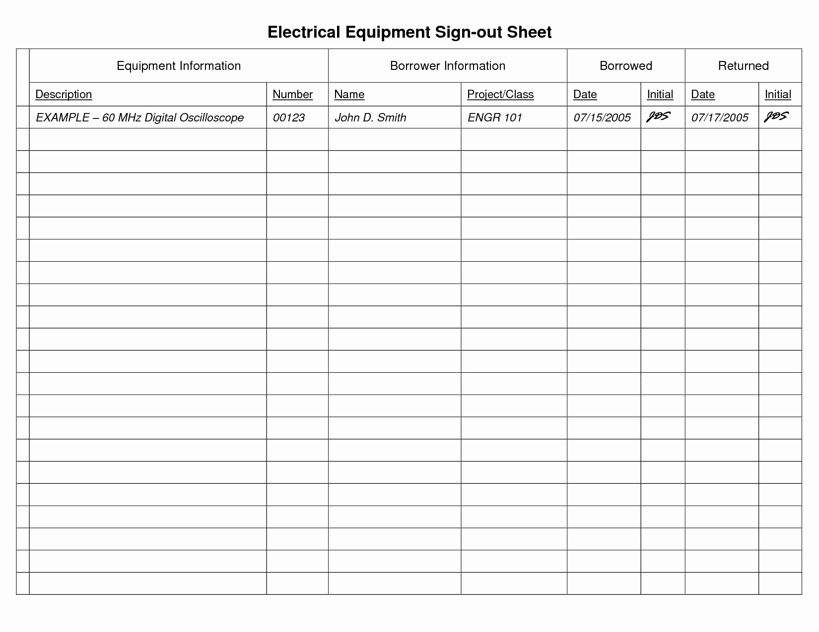 Equipment Checkout Log Best Of Best S Of Equipment Check Out form Template Excel