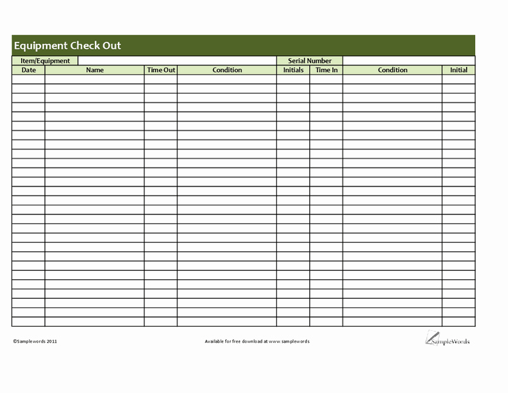 Equipment Checkout Log Inspirational 8 Best S Of Technology Check Out form tool Check
