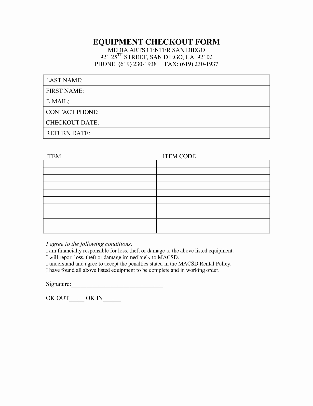 Equipment Checkout Log Luxury Best S Of Check Out form Template Jail Equipment