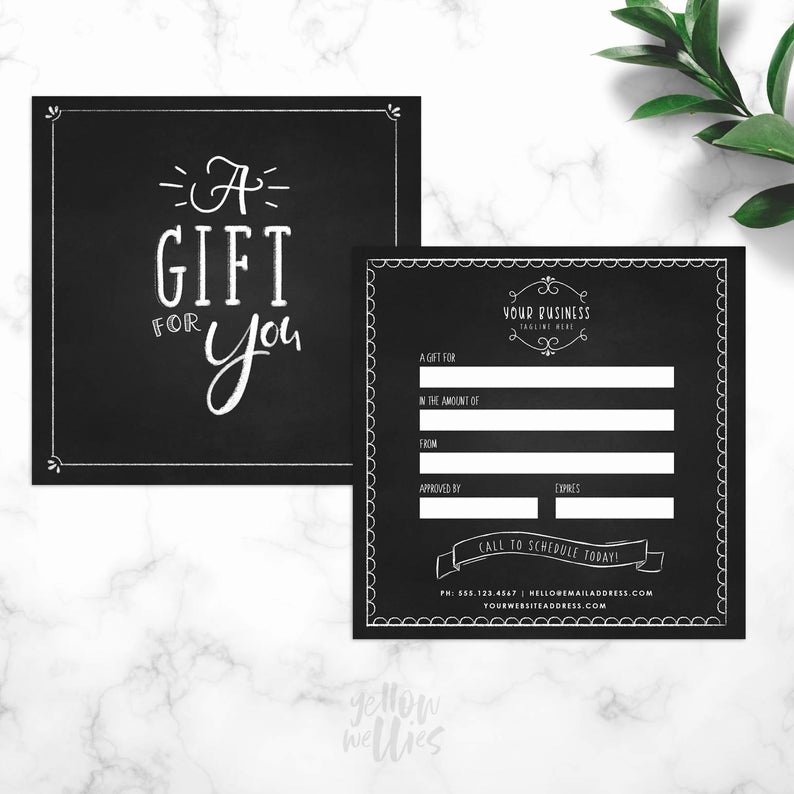 Etsy Gift Certificate Template Inspirational Chalk Gift Certificate Template Chalk Template Gift Card