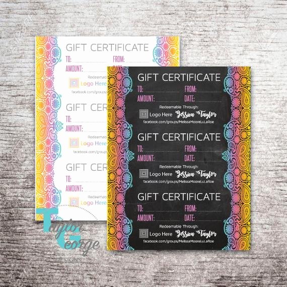 Etsy Gift Certificate Template Unique Printable Gift Certificate Template Custom Gift