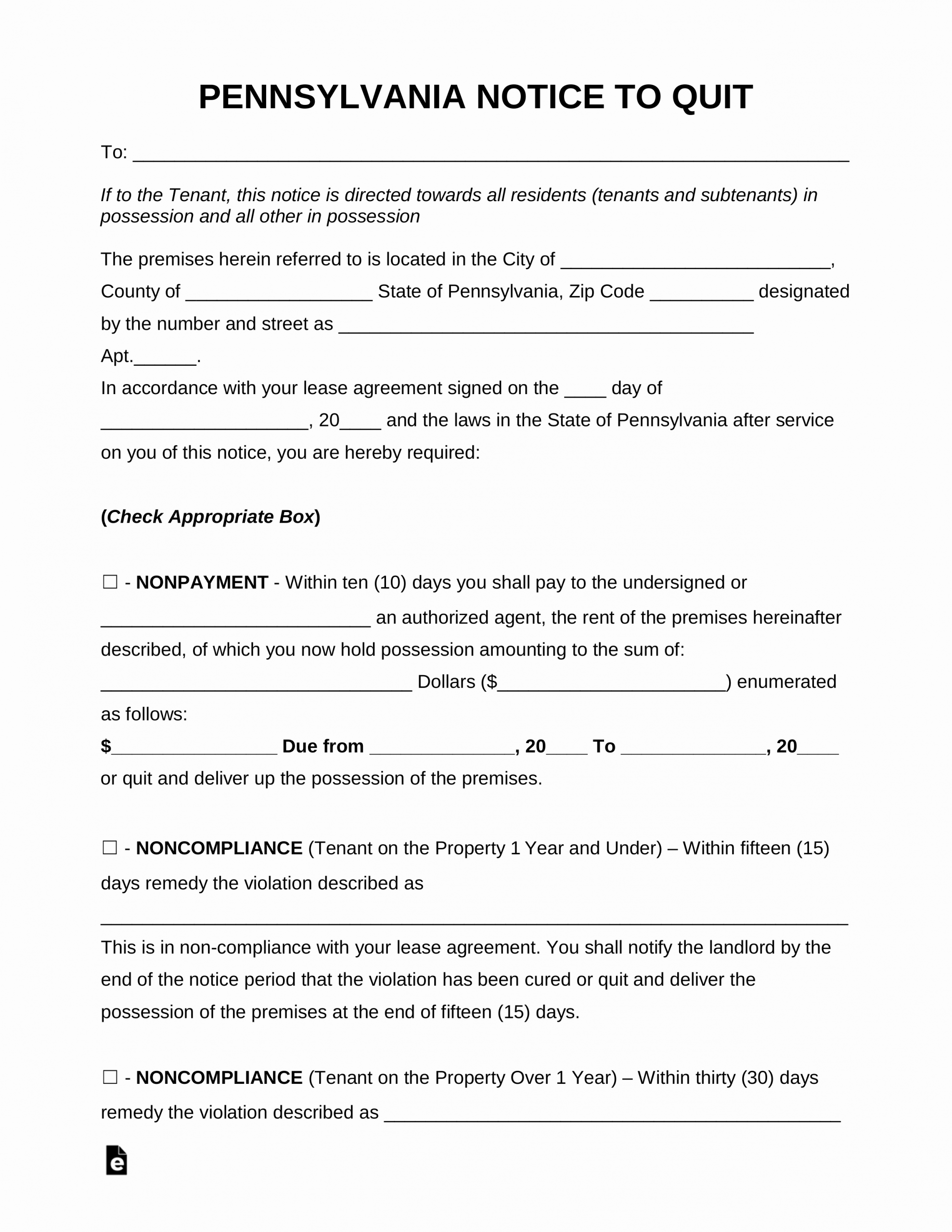 Eviction Notice Pa Template Best Of Free Pennsylvania Eviction Notice forms