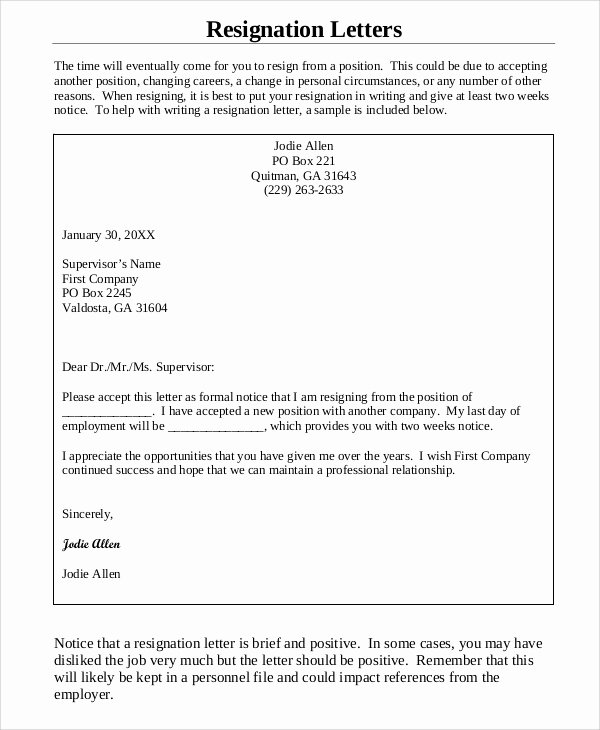 Example Of Notice Best Of Sample Resignation Letter 2 Weeks Notice