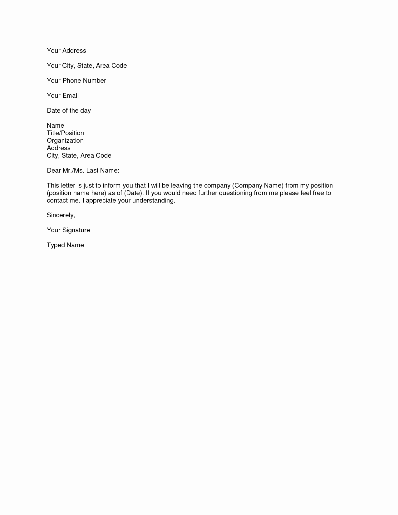 Example Of Notice Inspirational Resignation Letters Download Pdf Doc format