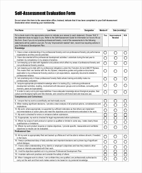 Example Of Self Evaluation Best Of Self assessment Example 8 Samples In Pdf Word